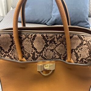 Brown and Tan Snake Print Women's Bag
